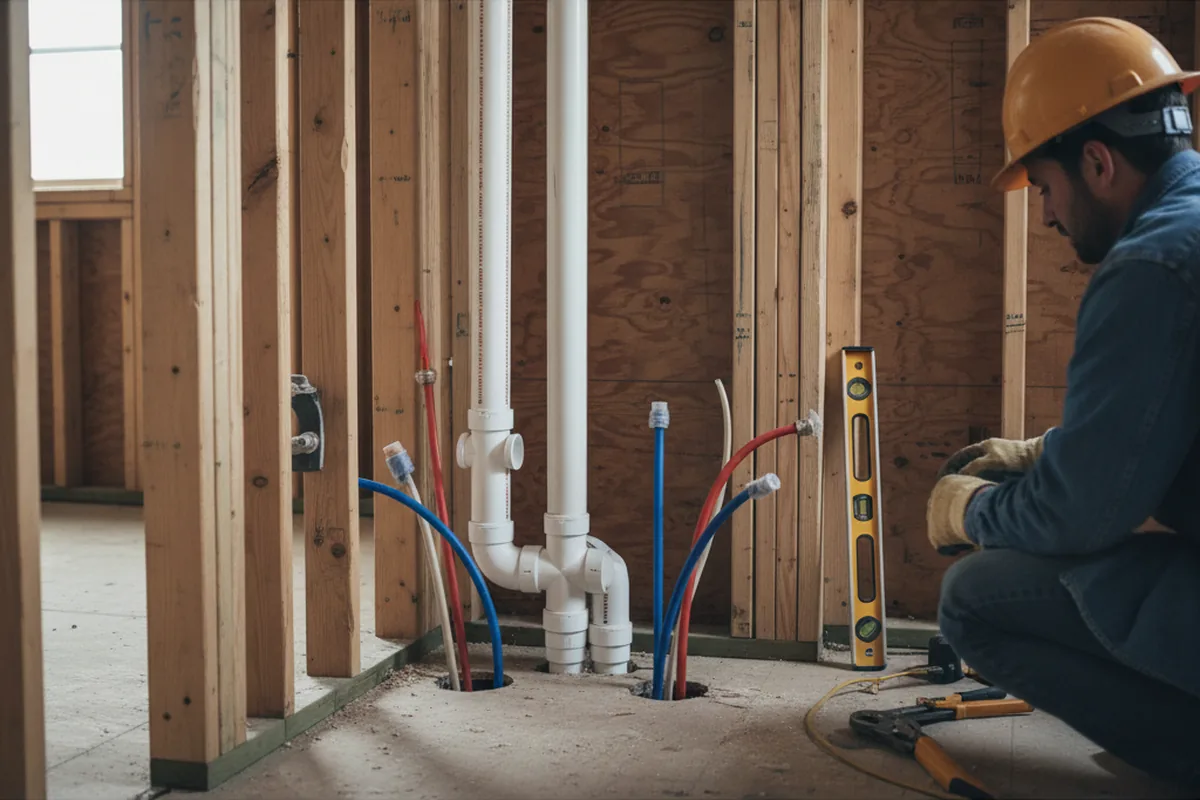 Drain and supply rough-in during Toilet Repair and Installation in Naval Air Station Jrb